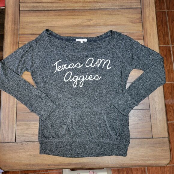 Collegiate Outfitters Texas A&M Aggies Wide Neck Sweater LS Dark Grey - Size XL - Picture 1 of 6